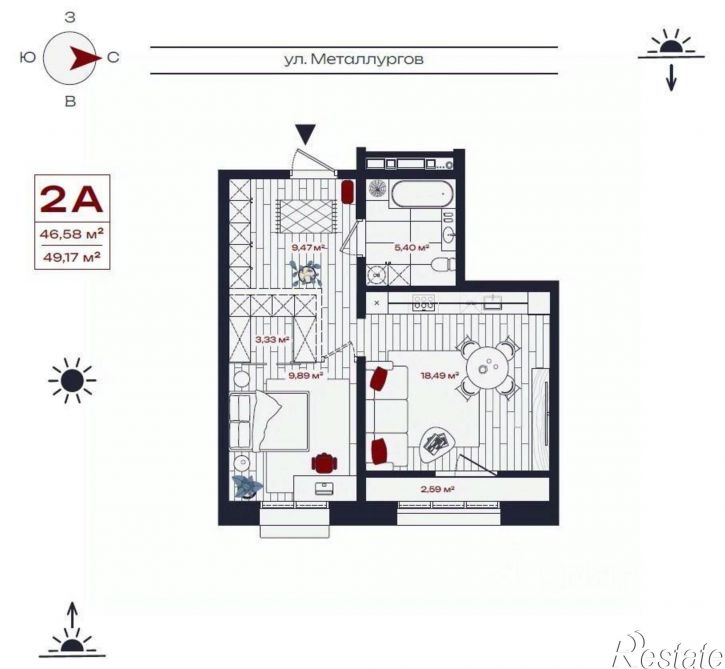 2-комн квартира в новом доме ул Металлургов, 36А,  д. 36А