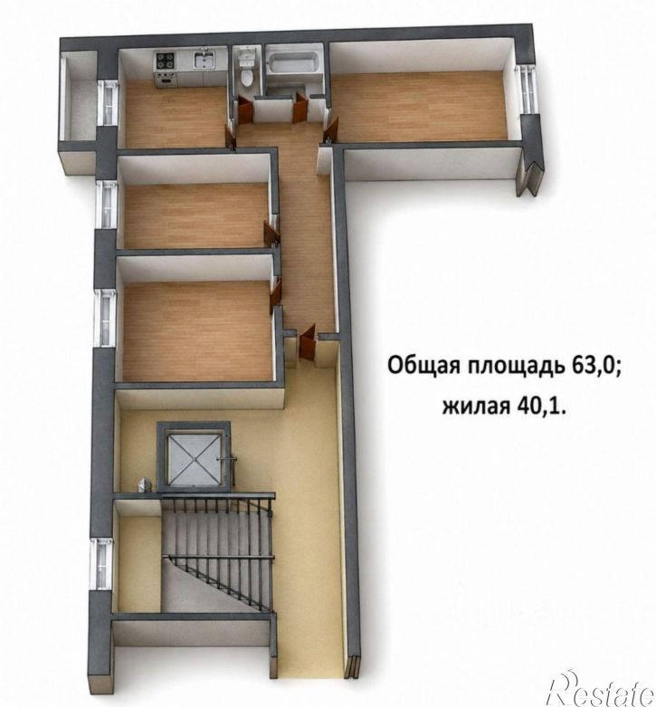 3-комн квартира ул Возрождения, 34,  д. 34