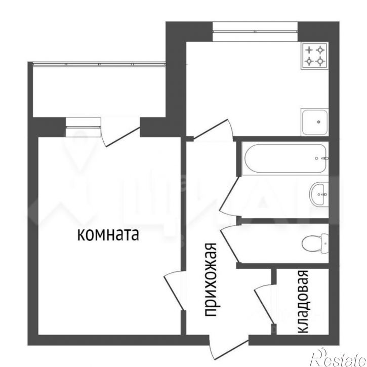 1-комн квартира ул Зверева, 19,  д. 19